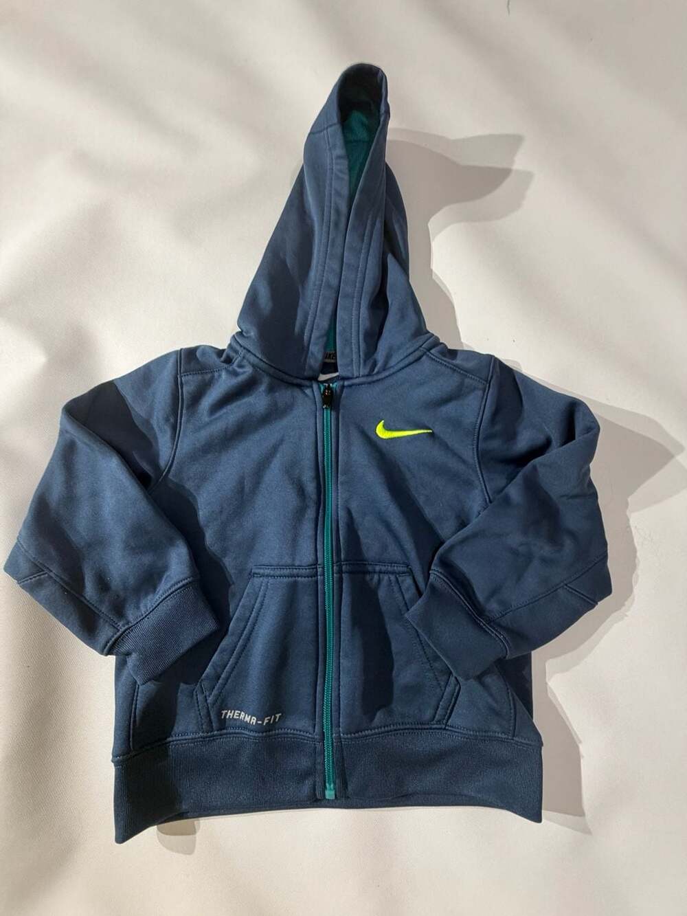 Nike Therma-Fit Toddler Boys Blue Full Zip Fleece Hoodie Sweatshirt Size 3T